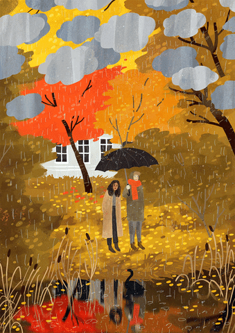 Couple Rain GIF by Lara Paulussen