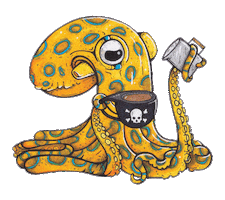 But First Coffee Sticker by OctoNation® The Largest Octopus Fan Club!