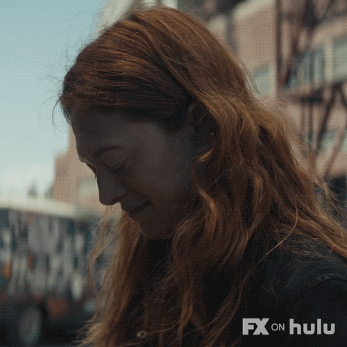 TV gif. Nora Bradley as Marin Ireland on The Last Man looks to the ground with closed eyes. She raises her eyebrows, amused by something she heard. She looks up with a smile on her face as she says, “I'm angry.” She looks back down at the ground and closes her eyes again as if trying to contain her anger. with a fake smile.