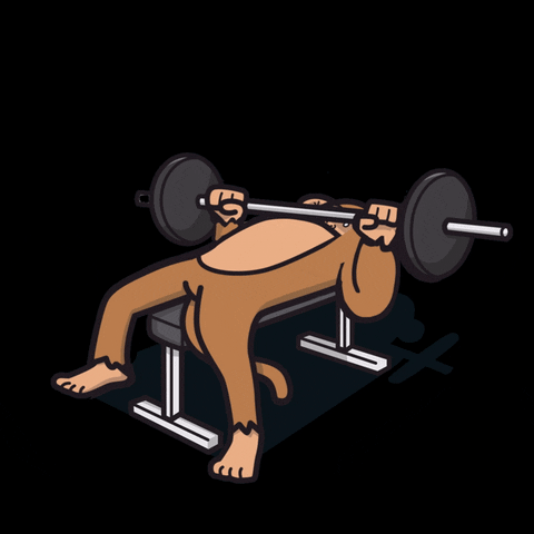 MonkeezNFT strong monkey lifting bench GIF
