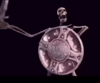 Skeleton banging shield