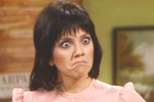 TV gif. Joyce DeWitt, as Janet in Three’s Company frowns angrily as her eyes widen as if to say, “How dare you?”