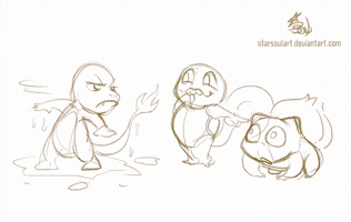 starsoulart pokemon process charmander squirtle GIF