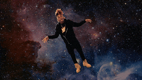 floating in space
