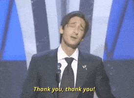 adrien brody thank you GIF by The Academy Awards