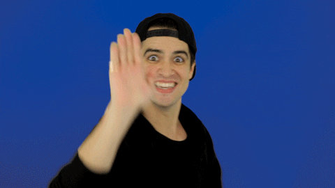 Panic! At The Disco high five brendon urie panic at the disco team work GIF