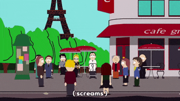 scared paris GIF by South Park 