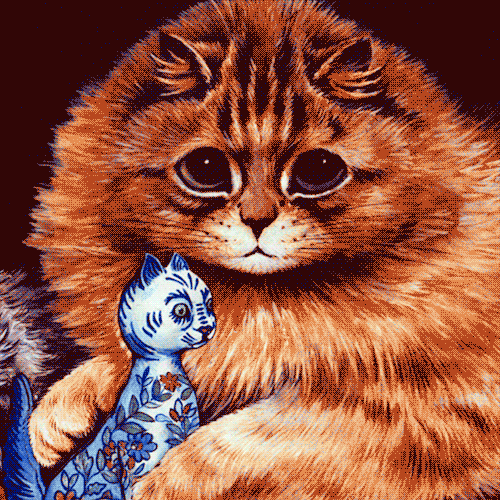 piqin louis wain cat psychedelic kitten GIF