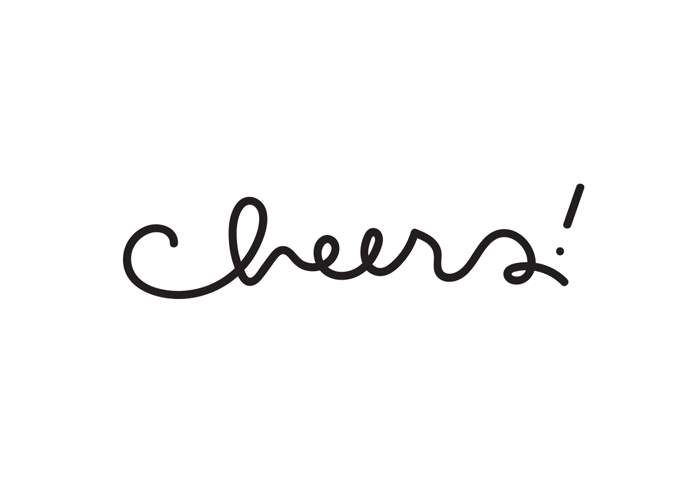 Bílé sváteční přání s černým pohybujícím se nápisem Cheers!