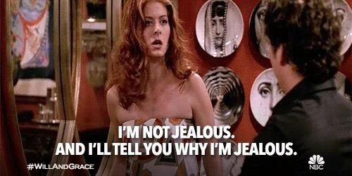 season 6 jealousy GIF by Will & Grace