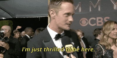 im just thrilled to be here alexander skarsgard GIF by CBS
