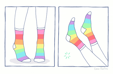 Caro Martini rainbow magic socks good vibes GIF
