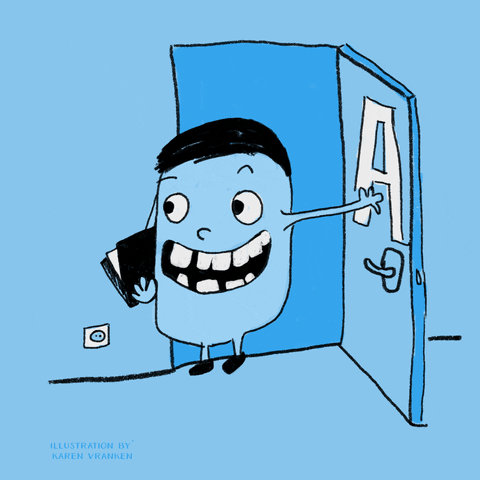 karenvranken #office #waitingroom #illustration #mistake #woops GIF