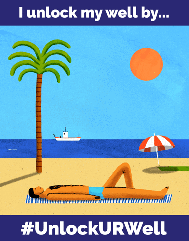 unlockurwell animation beach vacation mental health GIF