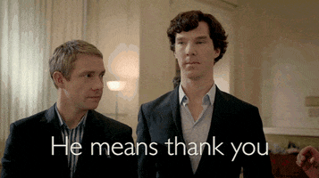 benedict cumberbatch thank you GIF by Sherlock