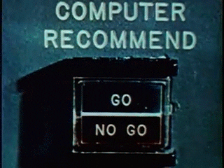 Animated gif of a computer and blinking sign on the word, Go.