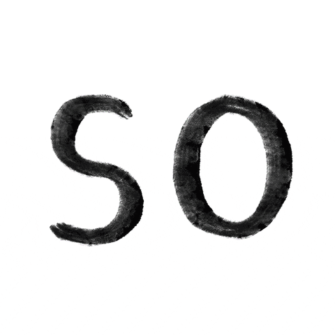 Text gif. Hand drawn lettering appears in succession beginning with the word, "So," then spelling out, "Gay" in letters composed of rainbows. 
