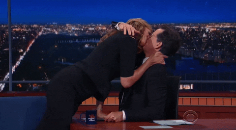 allison janney kiss GIF by The Late Show With Stephen Colbert