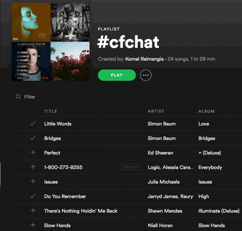 GIF of scrolling through a Spotify playlist.