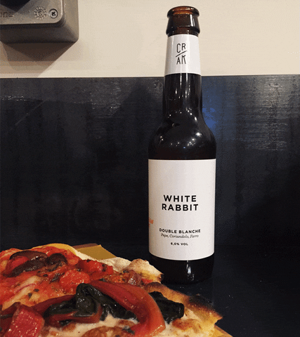 lapatatabollente #rabbit #whiterabbit #beer #pizza GIF