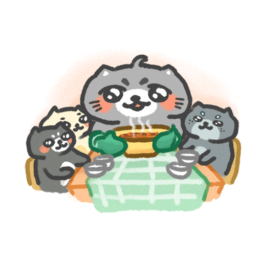 Eat Together Cat Family GIF