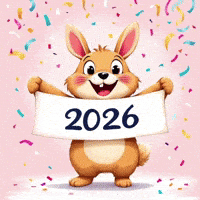 New Year Wishes Cute Bunny GIF