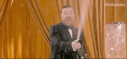 Spraying Ricky Gervais GIF by Golden Globes