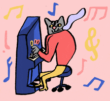 Cat Piano GIF by Danielle Chenette