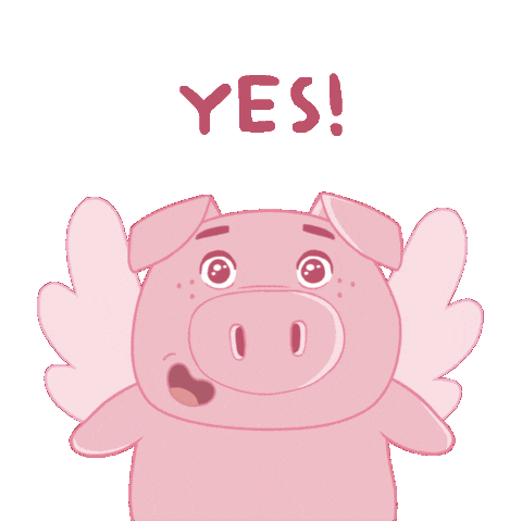 Flying Pig Yes Sticker by PositivelyPigasus