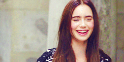 Image result for lily collins happy gif