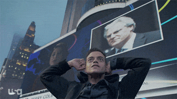 excited mr robot GIF