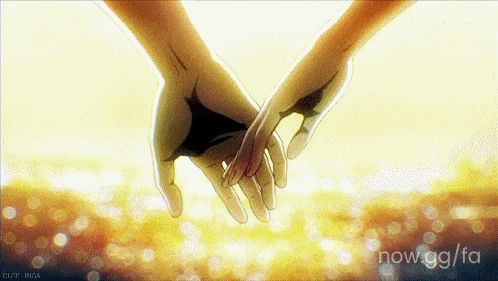anime couples holding hands