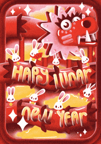 New Year Rabbit GIF by Hello All - Find & Share on GIPHY