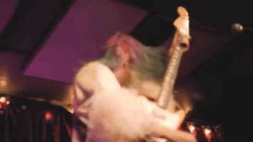 highwaisted rock guitar slay hair flip GIF