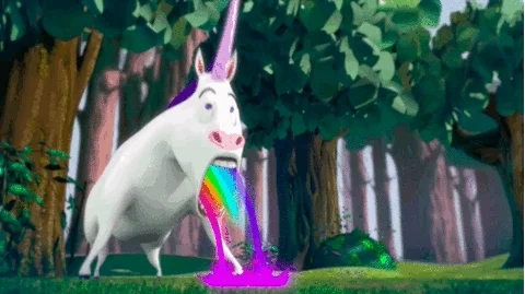 unicorn throw up GIF