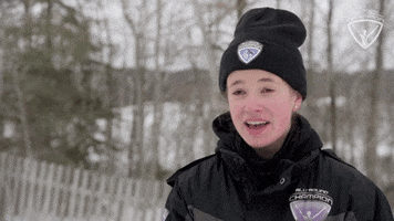 TV gif. A contestant on All-Round Champion is being interviewed and she's wearing snow gear. She looks eager as she says, "This is so much fun."