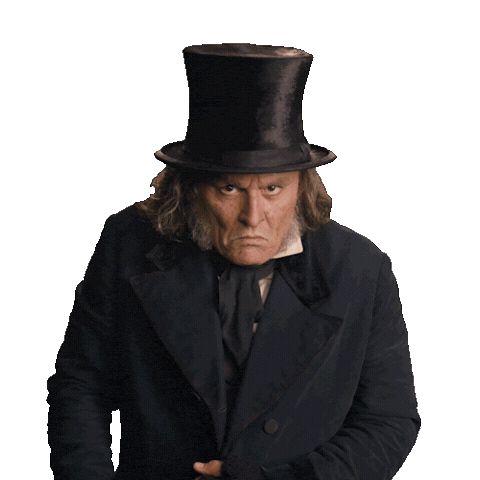 Johnny Depp Scrooge Sticker by Ebenezer Movie