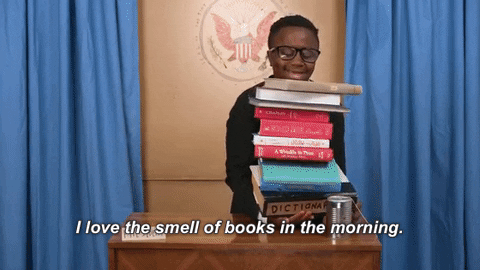Image result for book smell gif