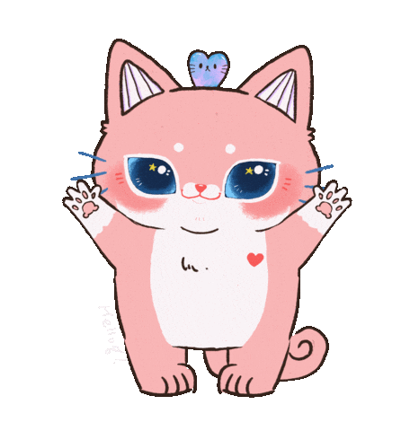 Pinkcat Wave Your Hand Sticker