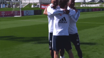 happy group hug GIF by FC Bayern Munich