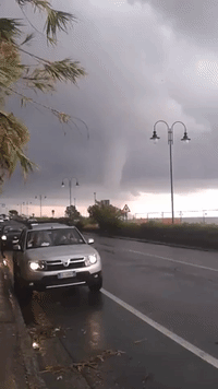 Giant Waterspout Forms Off Genoa