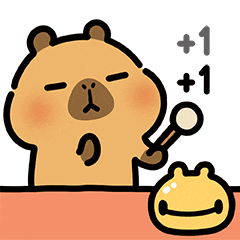 Tap Tap Good Luck Sticker by Capybara Pimoo by Stickie