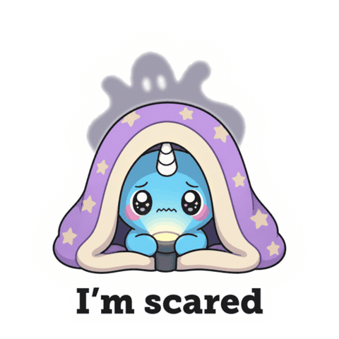 Scared Sticker Sticker by Naru Naru