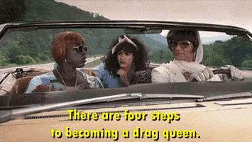 there are four steps to becoming a drag queen GIF