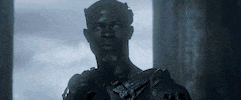 Movie gif. Djimon Hounsou as Korath the Pursuer in Guardians of the Galaxy looks stunned for a second, then annoyed as he asks us: Text, "Who?"