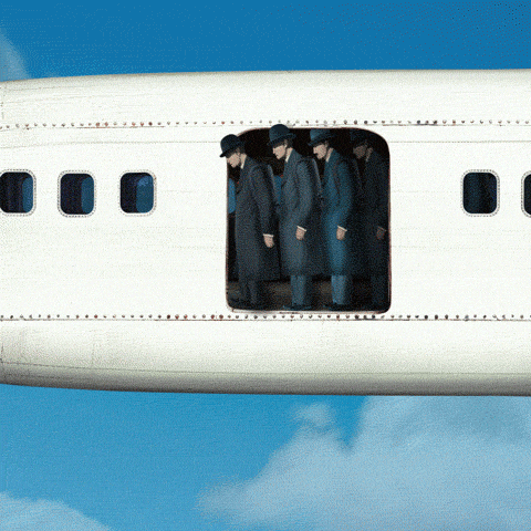 Rene Magritte Jump GIF by Kiszkiloszki