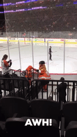 Flyers Mascot Gritty Has Dance Off With a Mini-Me