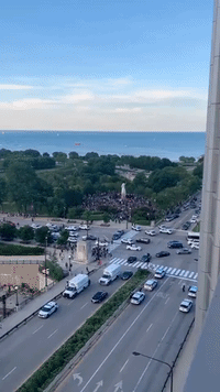 Anti-Racism Protesters Gather at Columbus Monument in Chicago