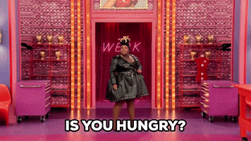 Reality TV gif. Kornbread Jeté on RuPaul's Drag Race stands in the runway wearing black leather, asking, "Is you hungry?"