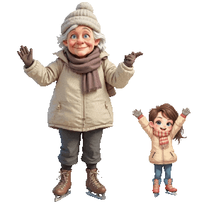 Ice Skating Snowing Sticker